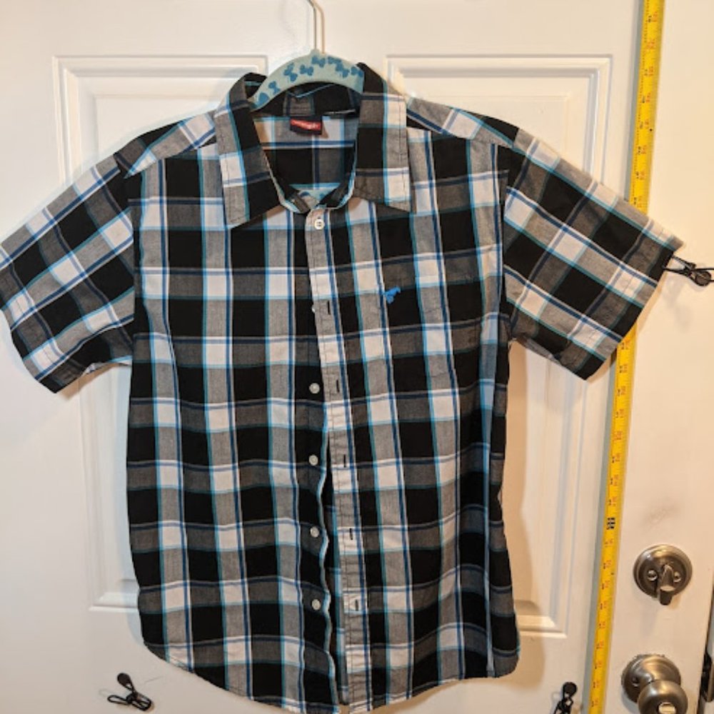 Wrangler Plaid Boys Short Sleeve Shirt Button Up